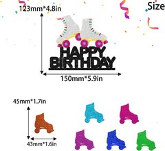 7Pcs Roller Skate Disco Cake Toppers Sets Roller Skate Vintage Happy Birthday