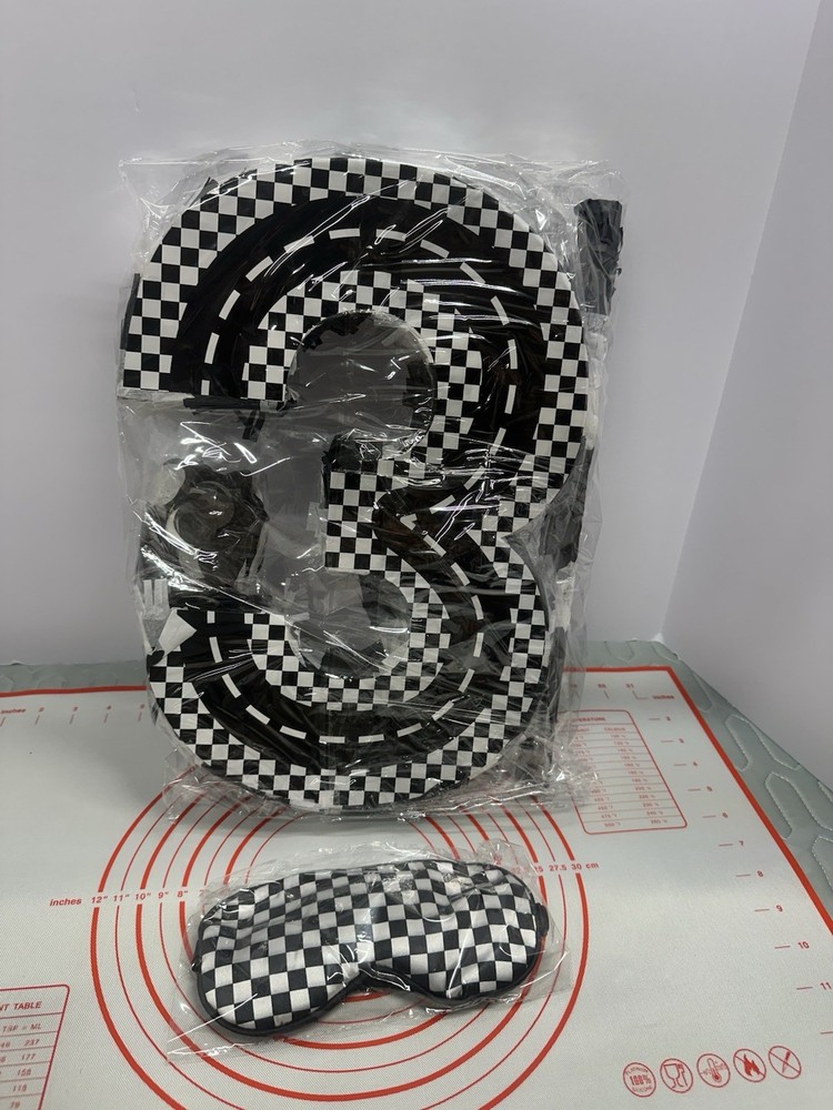 Racing Cars Checkered Number 3 Piñata with Blindfold – Race Car Birthday Party