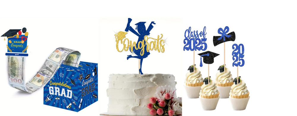 Class of 2025 Graduation Cake Topper and Cash Gift Box Surprise