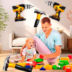 12 Pcs Hammer Drill Balloons Set,18 Inch Construction Foil Balloons,Construction
