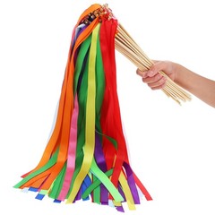 50 Pcs Multi-Color Ribbon Sticks Streamers Sticks with Gold Bell, Chromatic S…