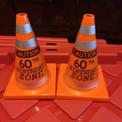 Set of 2 Orange Traffic Cones Decorations – 60th Birthday Zone – NEW!