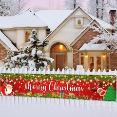 Merry Christmas Banner 8×1.6 ft Fence Red Santa Reindeer