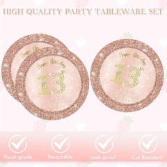 Complete 40PC Rose Gold Birthday Celebration Set with Plates & Napkins for Teens