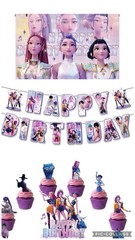 Kpop Demon Hunters Birthday Party Decoration Backdrop Banner Topper