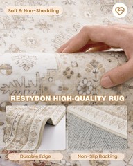 Restydon Runner Rug 2×6, Ultra-Thin Entryway 2′ x 6′ (Runner), Cream/Beige