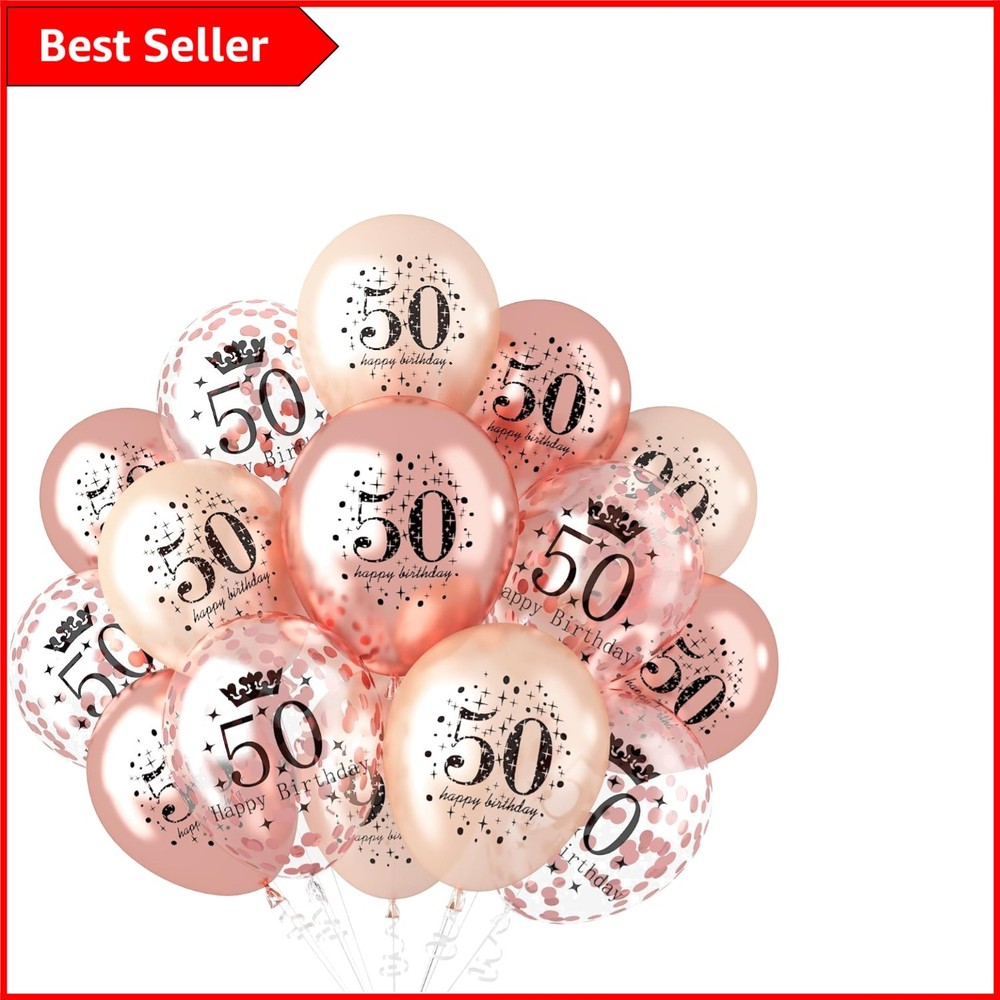 Elegant 50th Birthday Rose Gold Balloon Set for Stunning Women’s Celebration