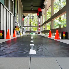 Racetrack Floor Ground Table Runner – Black Race Track Running Mat