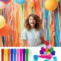 10 Rolls Crepe Paper Craft Streamers Hanging Rainbow Crepe Paper Streamers 10 Co