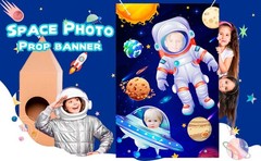 Astronaut Face Photography Background,59.06»x39.37» Outer Space Party Backdrop