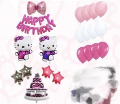 Hello Kitty Birthday Party Decorations Pink Balloon Banner Cake Toppers