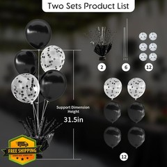 Besutolife Black Balloon Table Centerpiece Kit 2 Set