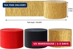 Red-Black Gold Casino-Theme Party-Decorations Streamers – 9 Rolls Graduation Wed