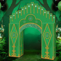 7 Pcs Emerald Cardboard Castle Green Wizard Playhouse Large Wizard Party Decorat