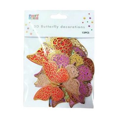 3D Magnetic Multicolour Butterfly Decals Decorations 12pk Insect Bug Party Decor