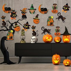 Halloween Cutouts Vintage Pumpkin Witch Cat Owl 40Pcs Paper Decorations Party De