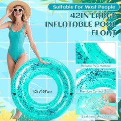 1 Pcs 42 Inch Large Inflatable Pool Float Tube for Adult Glitter Sparkly Conf…