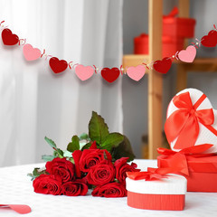 8.2Ft Valentine’S Day Heart Garland with Bow Felt Pink Banner with Wooden Beads