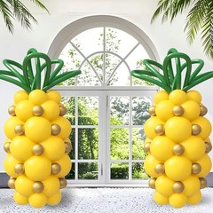 140pcs Pineapple Balloon with Metallic Gold Dark Green Yellow Long Balloons f…