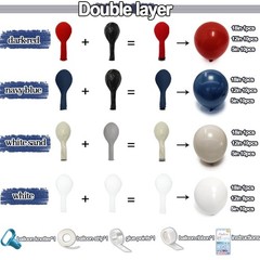 Pinbra Navy Blue Red Balloon Garland Double Stuffed Red White Blue Balloons