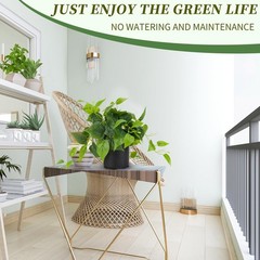 JPSOR Artificial Indoor Plants for Home Decor, 12 inches B-black Ceramic Pot