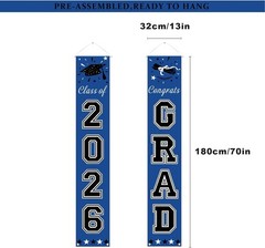 2026 Graduation Decorations Blue, Congrats Grad Porch Banner for Any Schools …