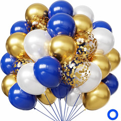 Royal Blue Confetti Latex Balloons, 50Pcs 12 Inch Light Blue Baby Blue and White