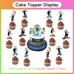 Popeye Birthday Party Supplies Set Plates Balloons Cake Toppers Banner for Kids