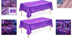 Purple Birthday Decorations Laser Purple Tablecloth 2 Pack Party Decor