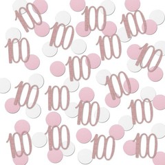 200 PCS Rose Gold 100th Glitter Birthday Number Confetti Anniversary Table Decor