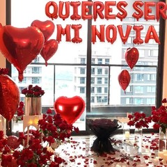 2 Set Red QUIERES SER MI NOVIA Balloons – 1200pcs Red Artificial Rose Petals …