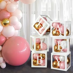 Baby Boxes with Letters for Baby Shower, 6pcs Transparent Boxes with 2 Set of…