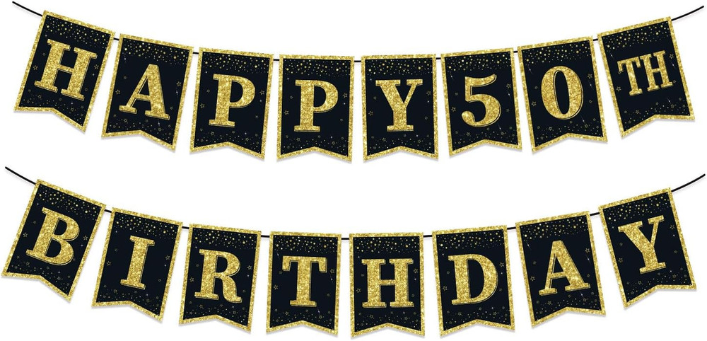 Happy 50Th Birthday Banner – Pre-Strung Birthday Party Decorations for 50Th Birt
