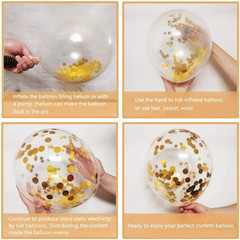 White and Gold Confetti Latex Balloons, 50 Pack 12 Inch Gold and White Party Bal