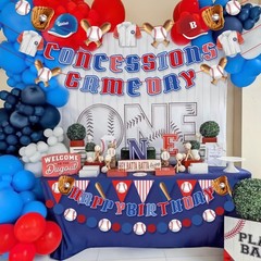 Homarkable Pre-Strung Baseball Party Decorations with Concessions Blue&red