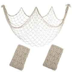 2 Pack Fish Net Decorations – 80×40 Inch Beige Fishing Net Decor for Under Th…