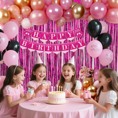 2 Pack Hot Pink Backdrop Party Decorations Tinsel Foil Fringe Curtain Backdrop S