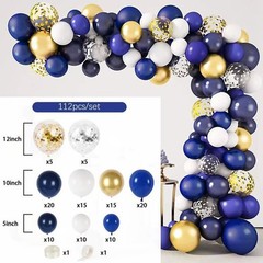 Royal Blue Gold Balloon Garland Kit White for Birthday Graduation