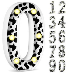 Cow Print Sign, Light Up Number «0» Decoration- 9 Inches Tall-R0260