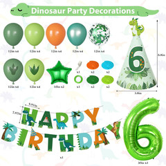 Dinosaur 6Th Birthday Party Decorations for Boys Girl, Foil Green Star Number 6