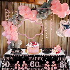 41Pcs 60th Birthday Decorations for Women, Vintage 60 Birthday Black and Rose…