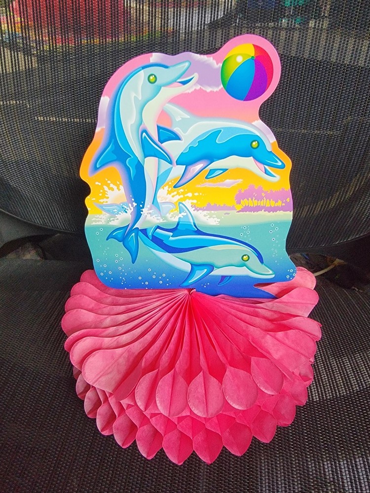 Lisa Frank vintage Dolphin Honeycomb birthday party Centerpiece new 1 per pack