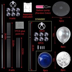 4 Set Navy Blue Silver Balloon Centerpieces for Table,Balloon Stand Kit for G…