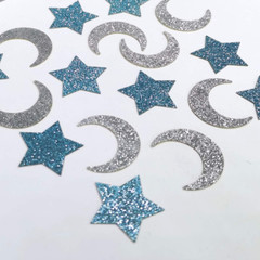Glittery Moon and Star Table Confetti for Baby Shower Kids Birthday Party Twinkl