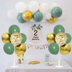 Green and Gold Party Decorations, 4 Set Balloon Stand with Pump and Green Gol…