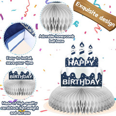 9 Pieces Blue and Silver Happy Birthday Party Decorations Birthday Table Centerp