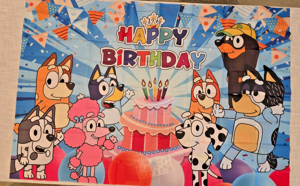 Bluey Party Supplies Birthday Decor Backdrop Banner Balloon Toppers US Seller!