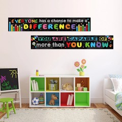 2 Pack Motivational Classroom Banner Poster 9.5 x 61 Inch Positive and Inspirati
