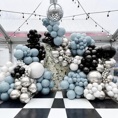 Blue Black Balloon Garland Double Stuffed Dusty Blue White Balloons Black Sil…
