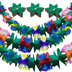 3PCS Tropical Flower Garland, 9.8ft Multicolor Tissue Paper Hibiscus Banner for